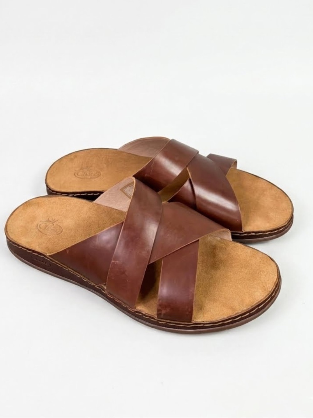 Chaco Wayfarer Slide Toffee brown leather suede slide strap size 9 new comfort